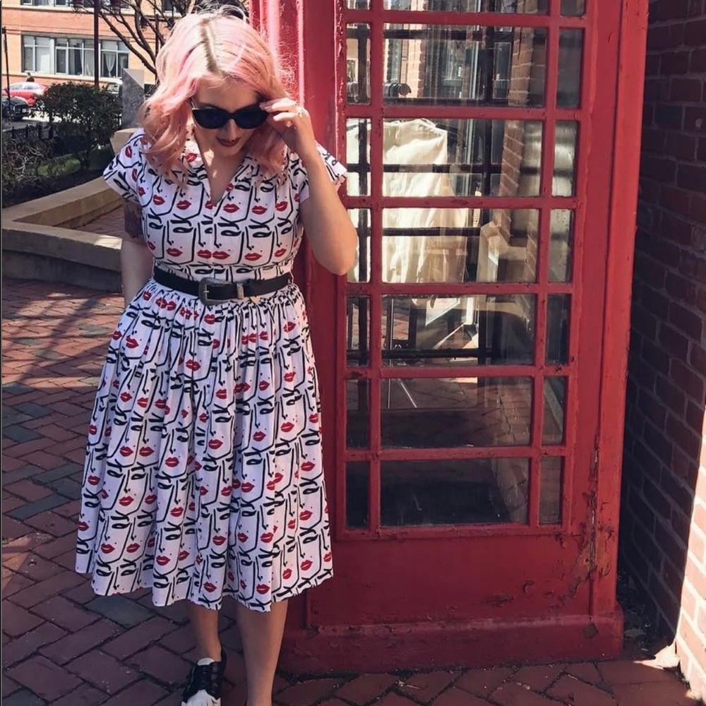 Bernie Dexter Pinup Rockabilly Lips Face Dress